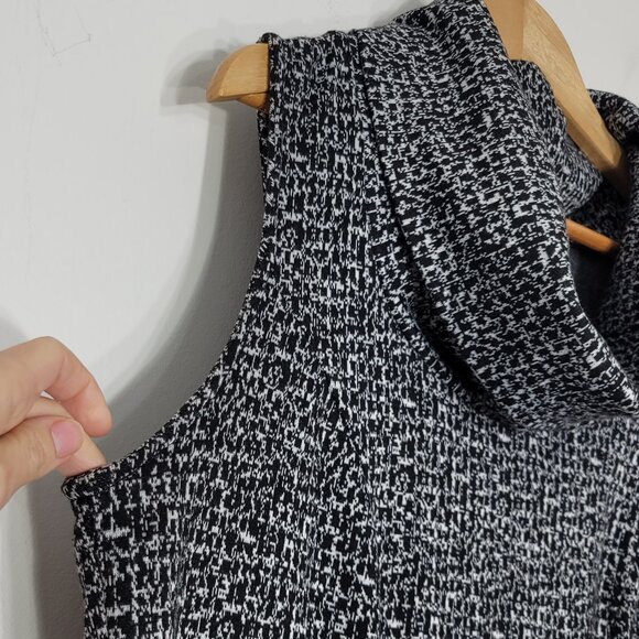 Lane Bryant Black White Sleeveless Ribbed Mock Neck Knit Dress Office Sz 14/16 - Picture 3 of 9